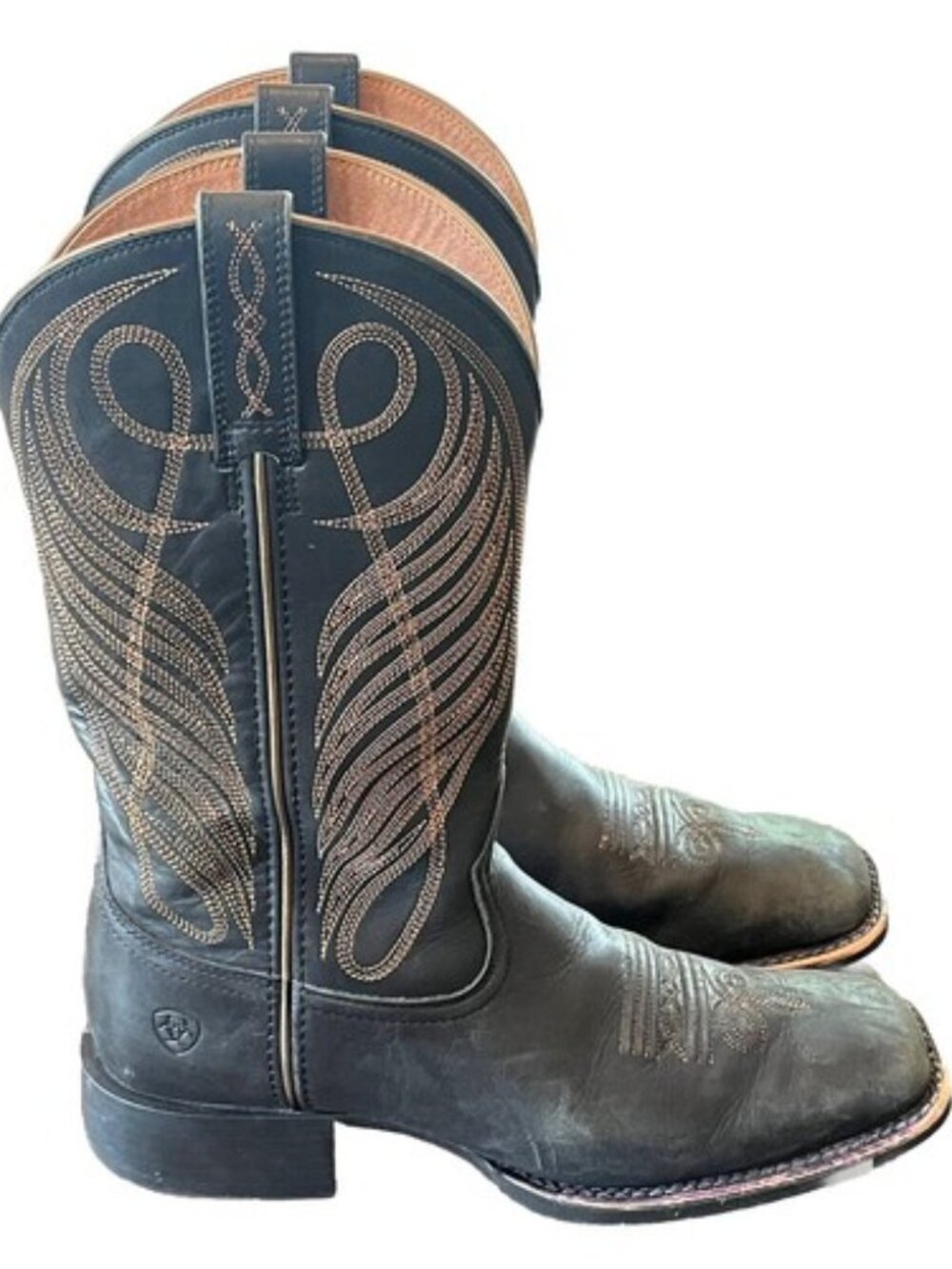 Ariat Round Up Square Toe Western Boot - Womens Size 8.5B Limousine Black